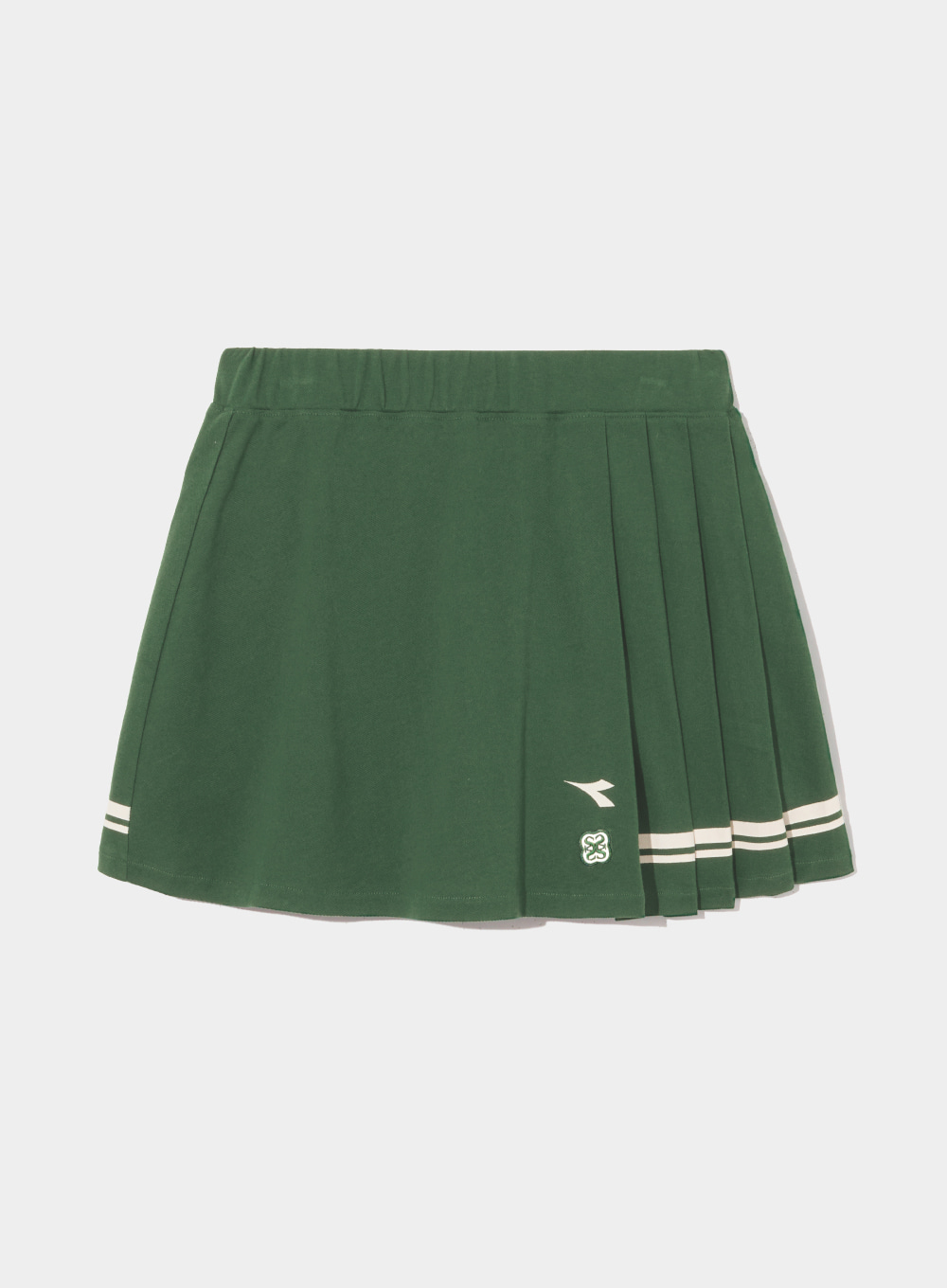 [Satur X Diadora] Woman Pleated tennis skirt - Green Ivory
