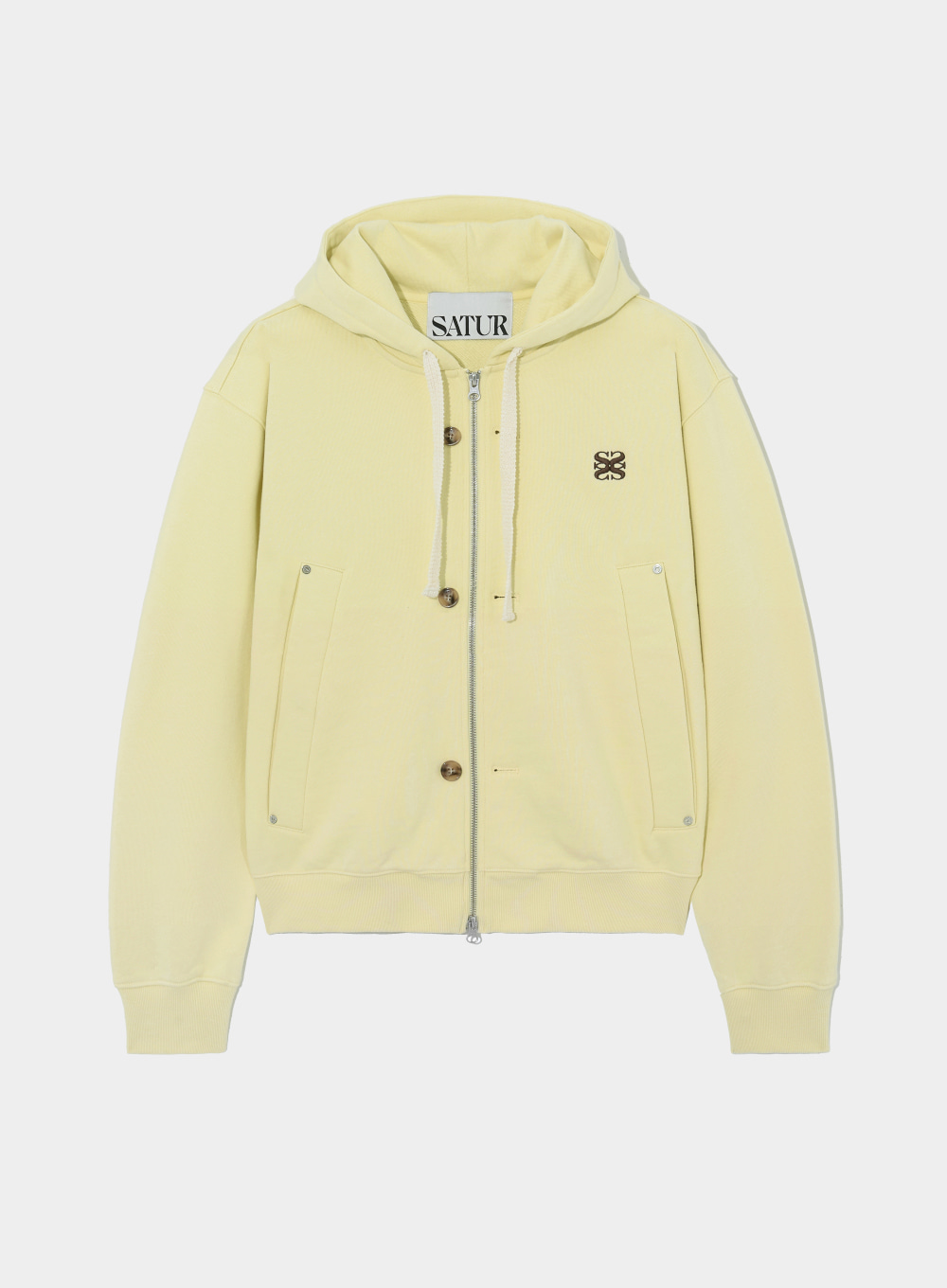 Teo Cotton All Day Hood Zip-Up - Vintage Yellow