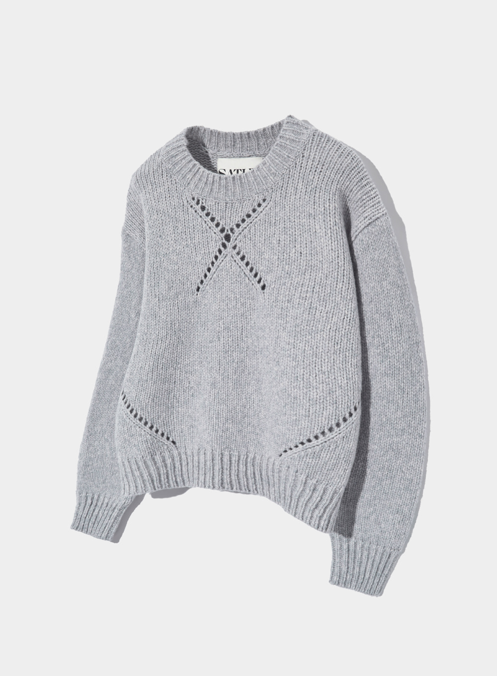 Cardiff Wool Blend Pullover Knit - Melange Gray