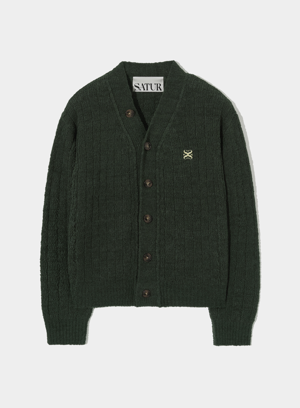 Faro Over Size Wool Blend Cardigan - Dark Green