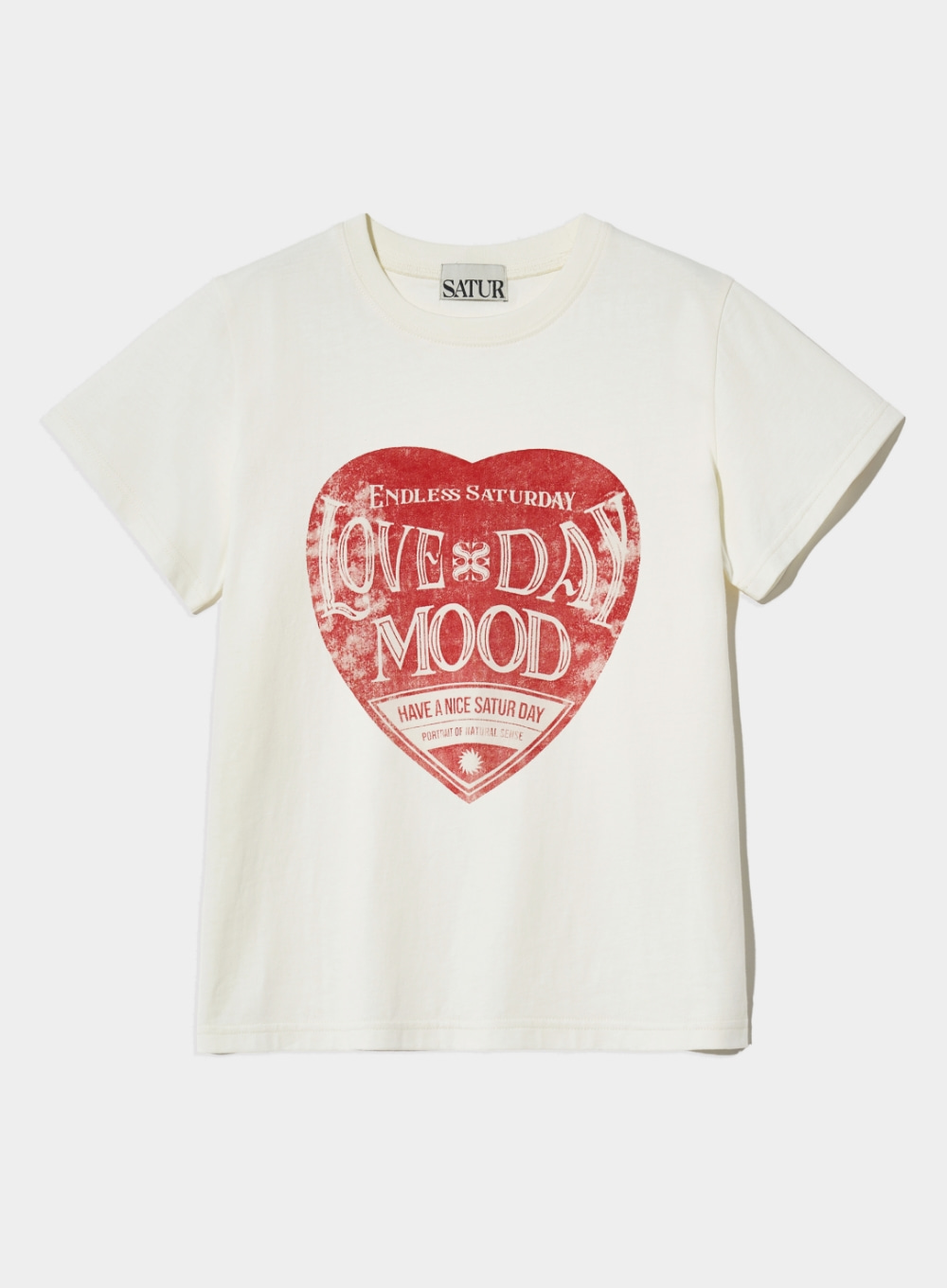 (W) Saturday Retro Mood Graphic T-Shirts - Vintage Red