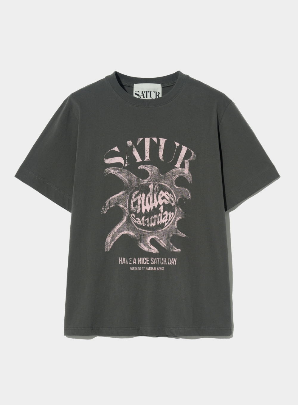 [6월 7일 예약배송] [익스클루시브] Sun Retro Graphic T-Shirts - Charcoal Pink