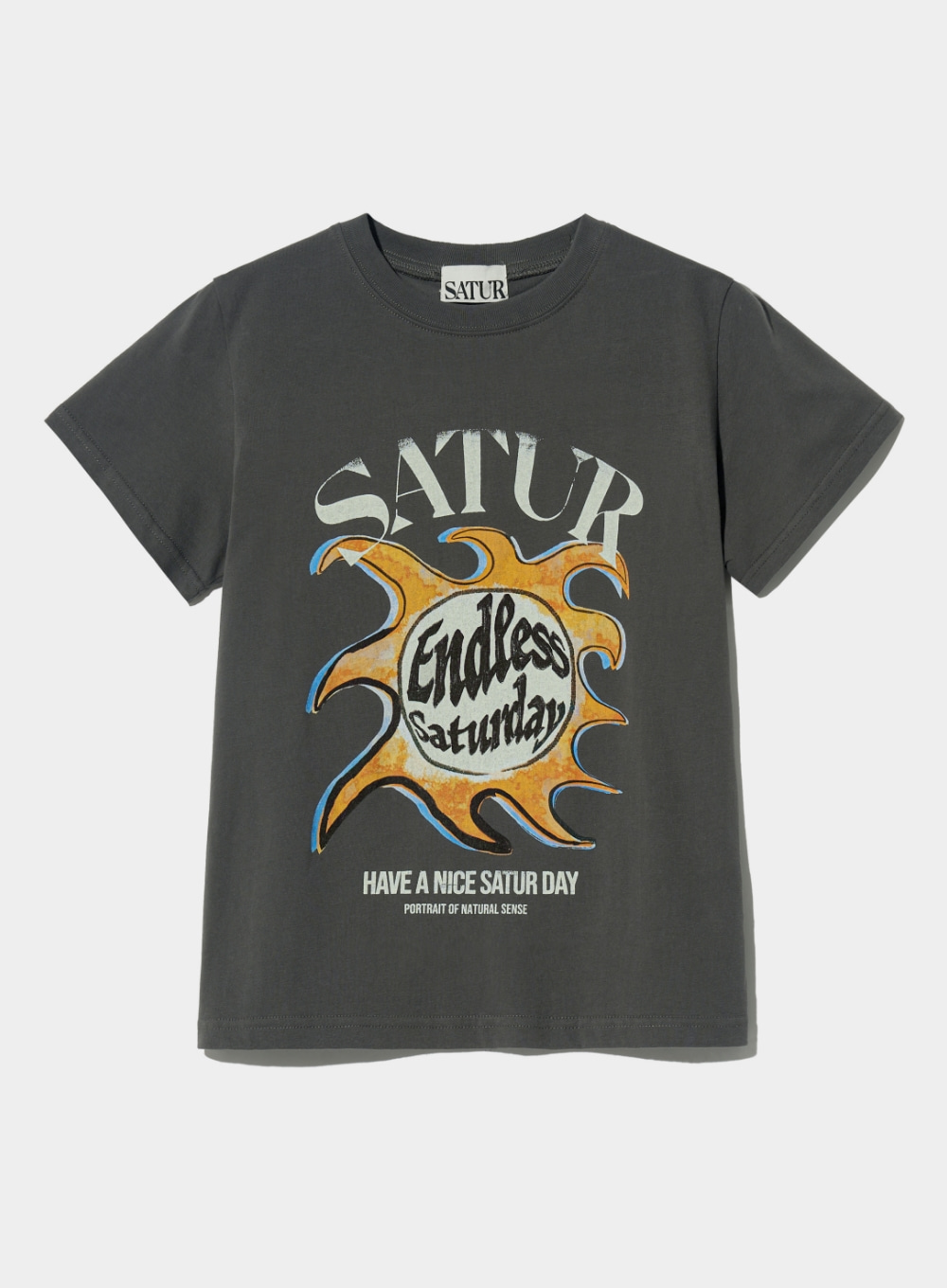 (W) Sun Retro Graphic T-Shirts - Retro Charcoal