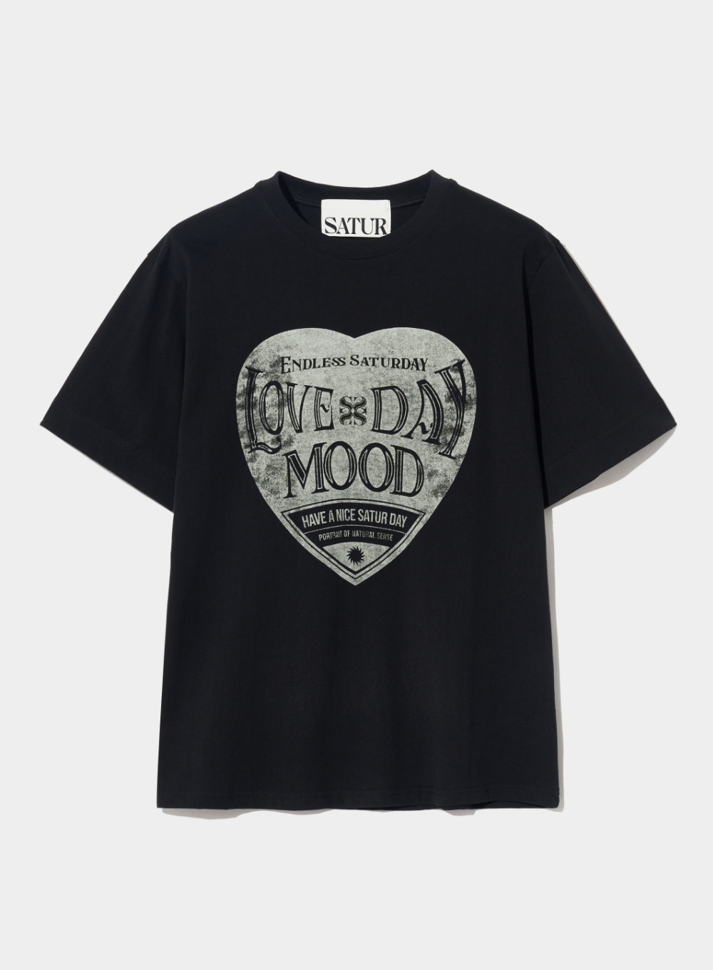 [5,000원 쿠폰] Saturday Retro Mood Graphic T-Shirts - Vintage Black