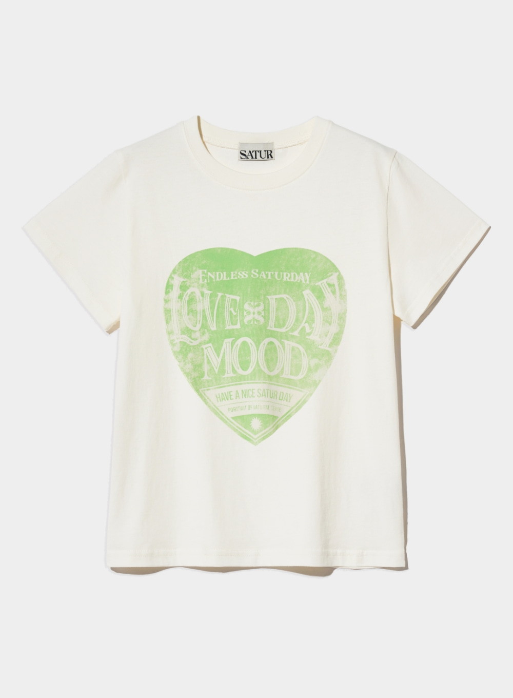 [5월 7일 예약배송] (W) Saturday Retro Mood Graphic T-Shirts - Cream Green