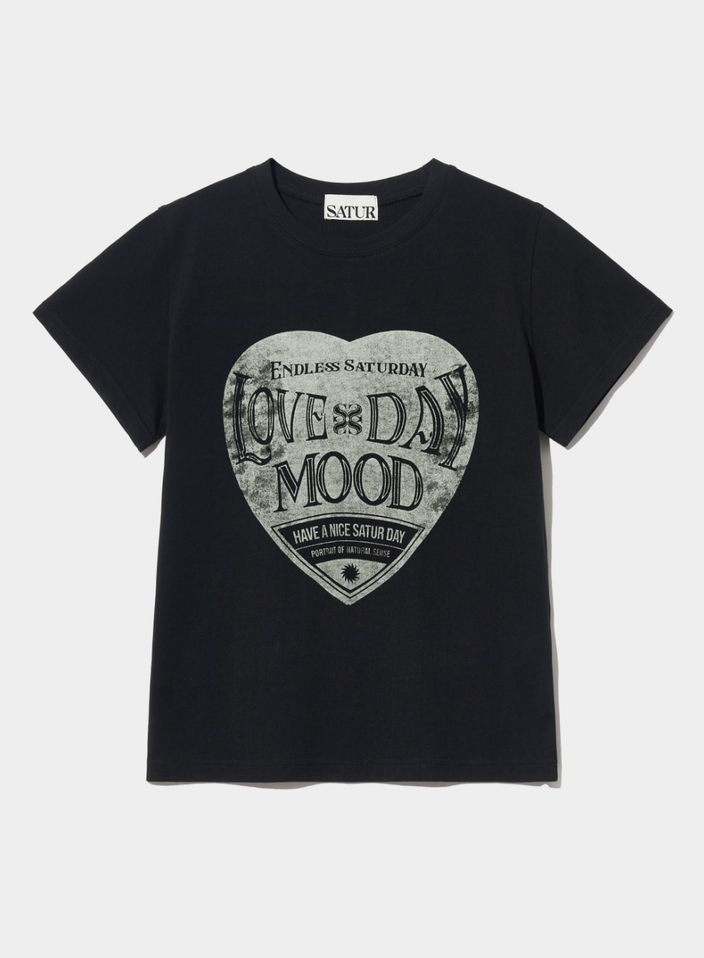 (W) Saturday Retro Mood Graphic T-Shirts - Vintage Black