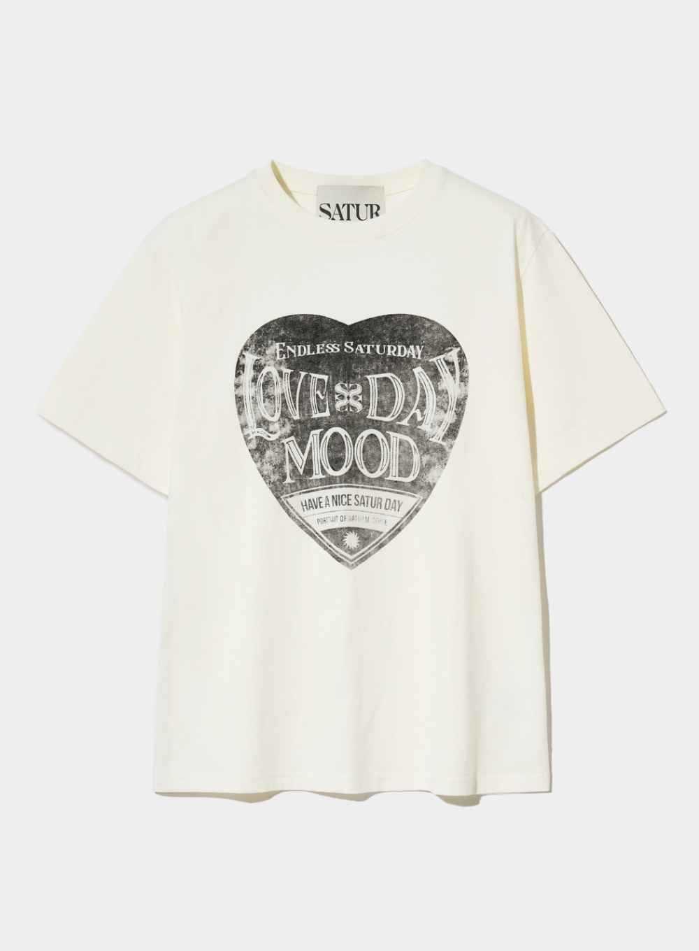 [6월 7일 예약배송] Saturday Retro Mood Graphic T-Shirts - Vintage White