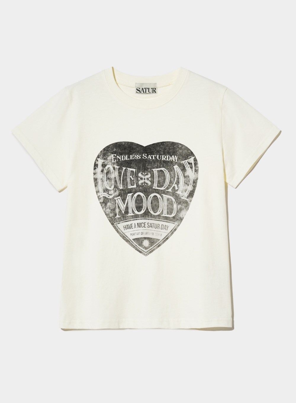(W) Saturday Retro Mood Graphic T-Shirts - Vintage White