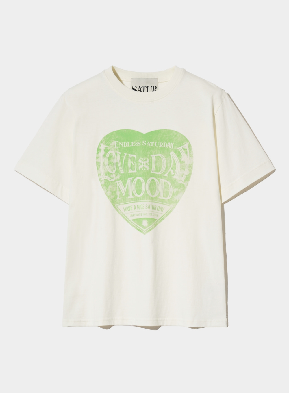 [5,000원 쿠폰] Saturday Retro Mood Graphic T-Shirts - Cream Green